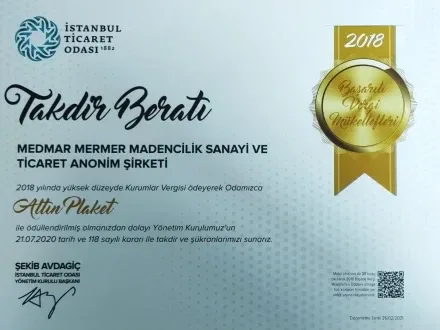 Medmar ödül ve sertifika belgesi
