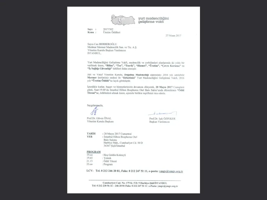 Medmar ödül ve sertifika belgesi