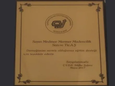 Medmar ödül ve sertifika belgesi