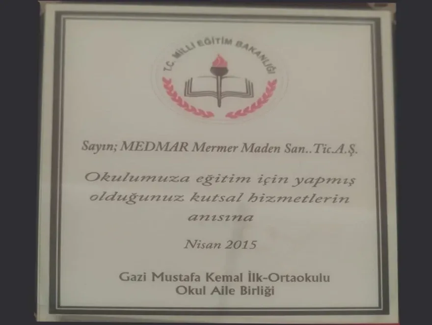 Medmar ödül ve sertifika belgesi