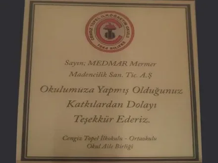 Medmar ödül ve sertifika belgesi
